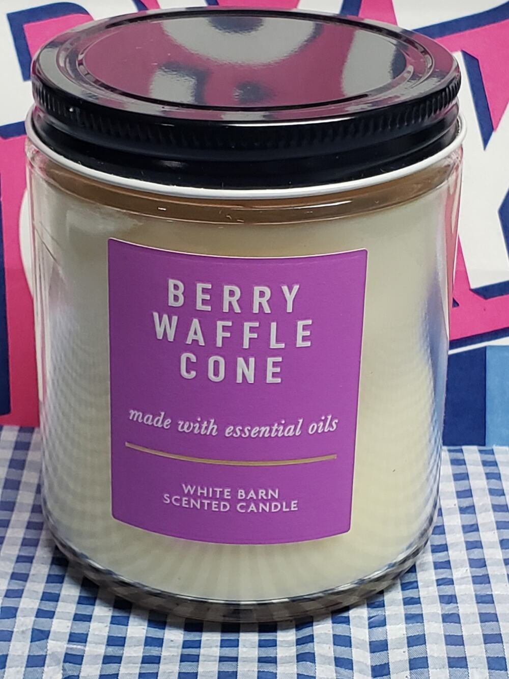 BBW Berry Waffle Cone 7 oz. Single Wick Jar Candle Home Fragrance Scented Decor